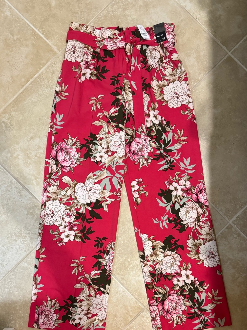 Floral Wide Leg Pants - Pink